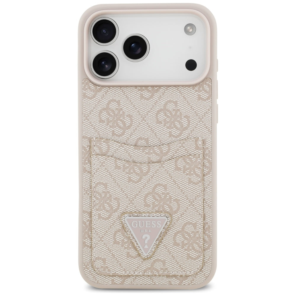 Pouzdro pro Apple iPhone 17 Pro Max, Guess, 4G Double Card Triangle, Růžové