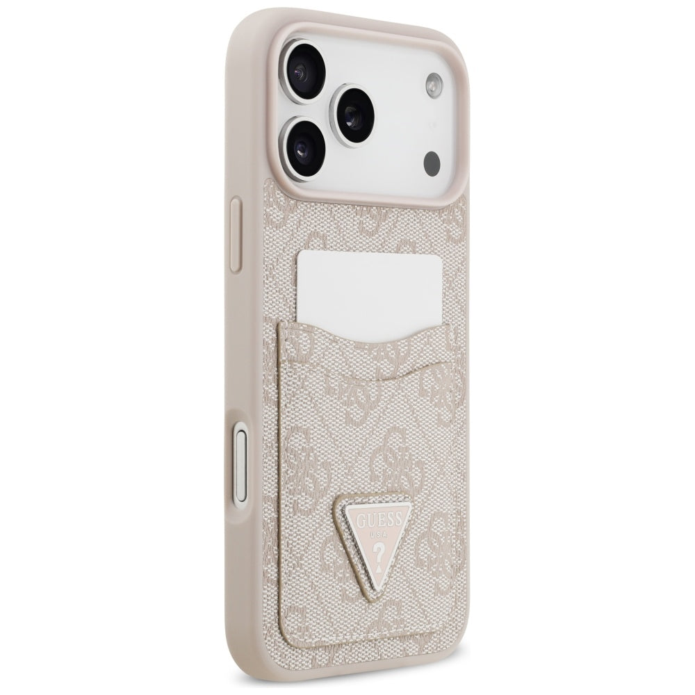 Pouzdro pro Apple iPhone 17 Pro Max, Guess, 4G Double Card Triangle, Růžové