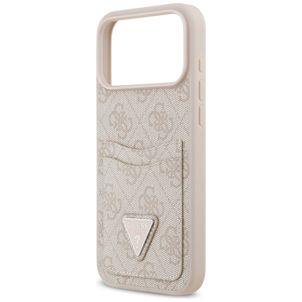 Pouzdro pro Apple iPhone 17 Pro Max, Guess, 4G Double Card Triangle, Růžové