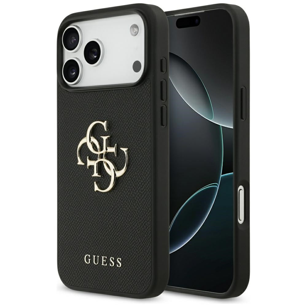 Pouzdro pro Apple iPhone 17 Pro Max, Guess, 4G Grained Big and Classic Logo, Černá