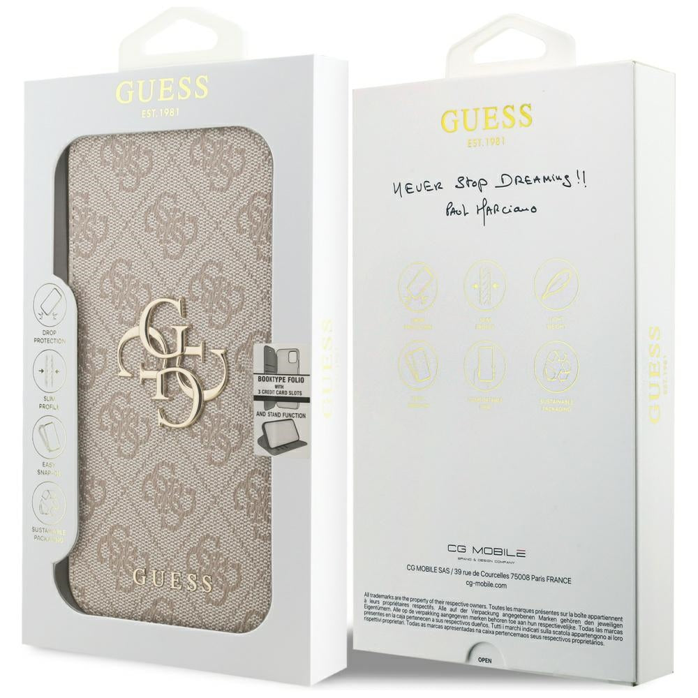 Pouzdro pro Apple iPhone 17 Pro Max, Guess, 4G Metal Logo, Růžové