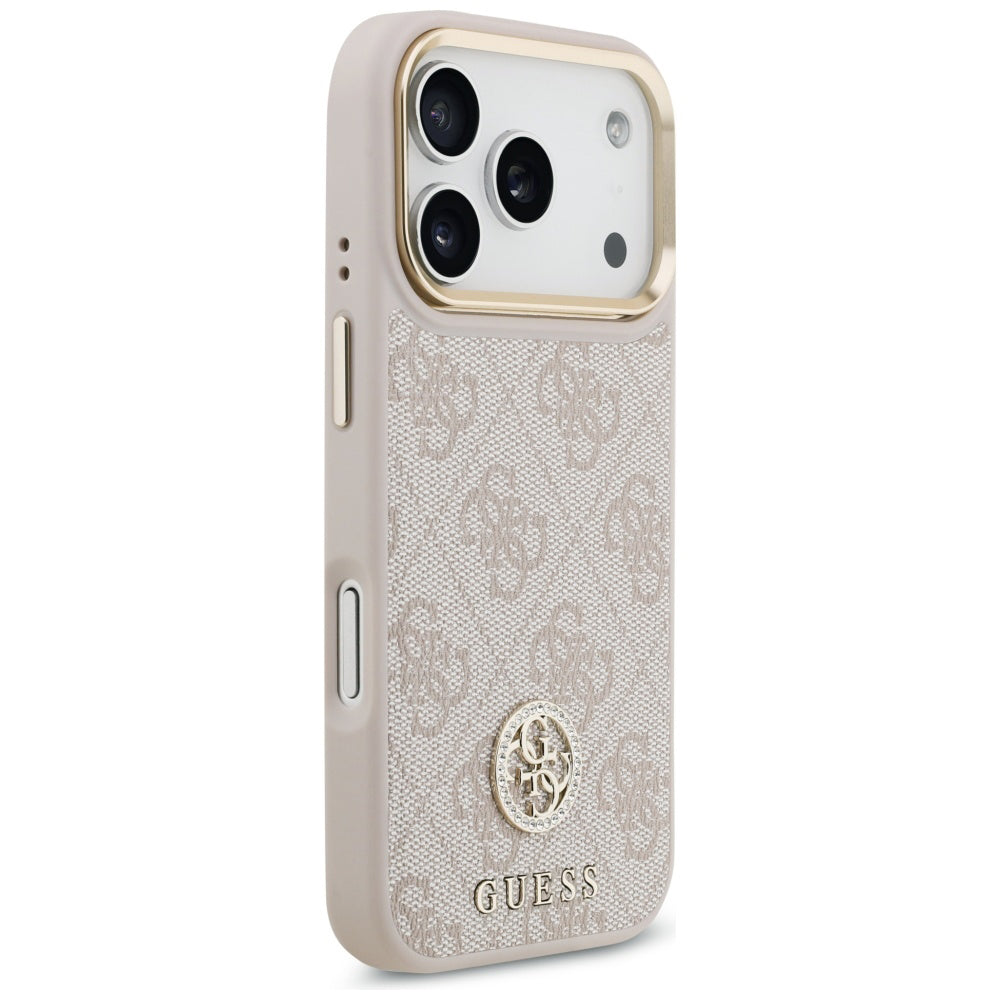 Pouzdro pro Apple iPhone 17 Pro Max, Guess, 4G Strass Logo and Big Strap, Růžové