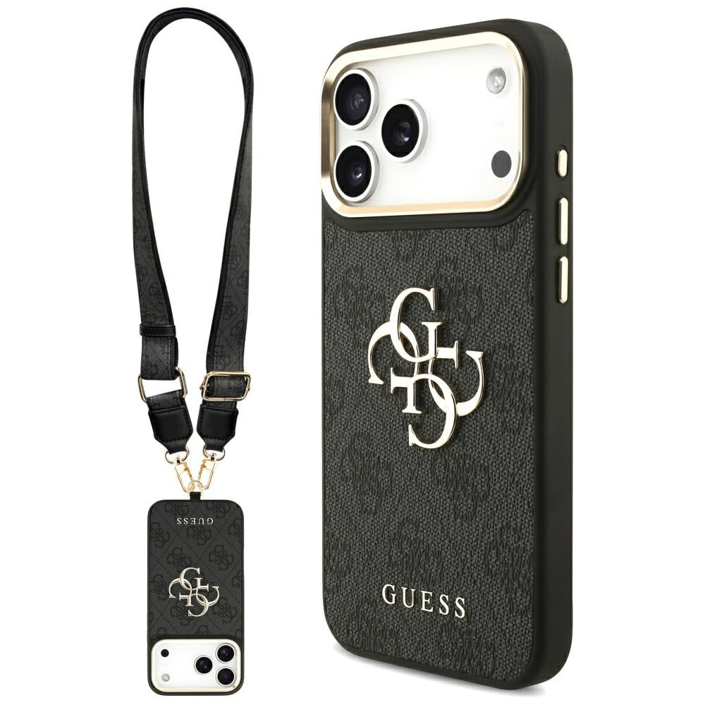 Pouzdro pro Apple iPhone 17 Pro Max, Guess, Big 4G Classic Logo with Big Strap, černé