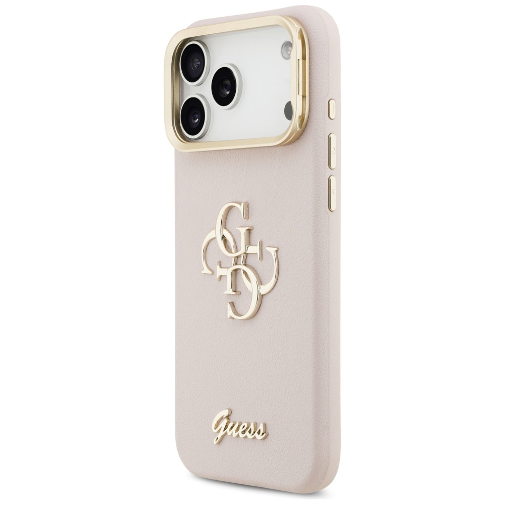 Pouzdro pro Apple iPhone 17 Pro Max, Guess, Grained Big 4G Stand Camera, Růžové