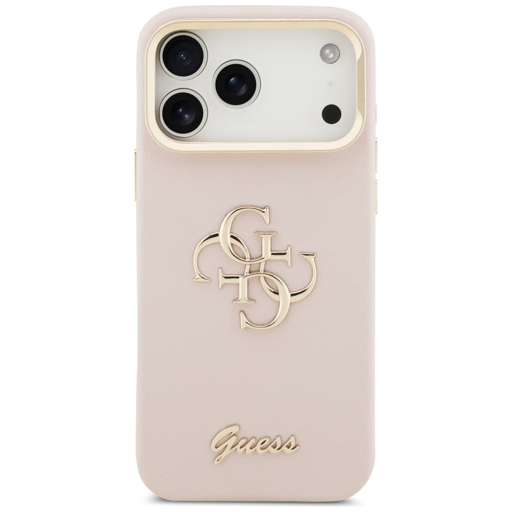 Pouzdro pro Apple iPhone 17 Pro Max, Guess, Grained Big 4G Stand Camera, Růžové