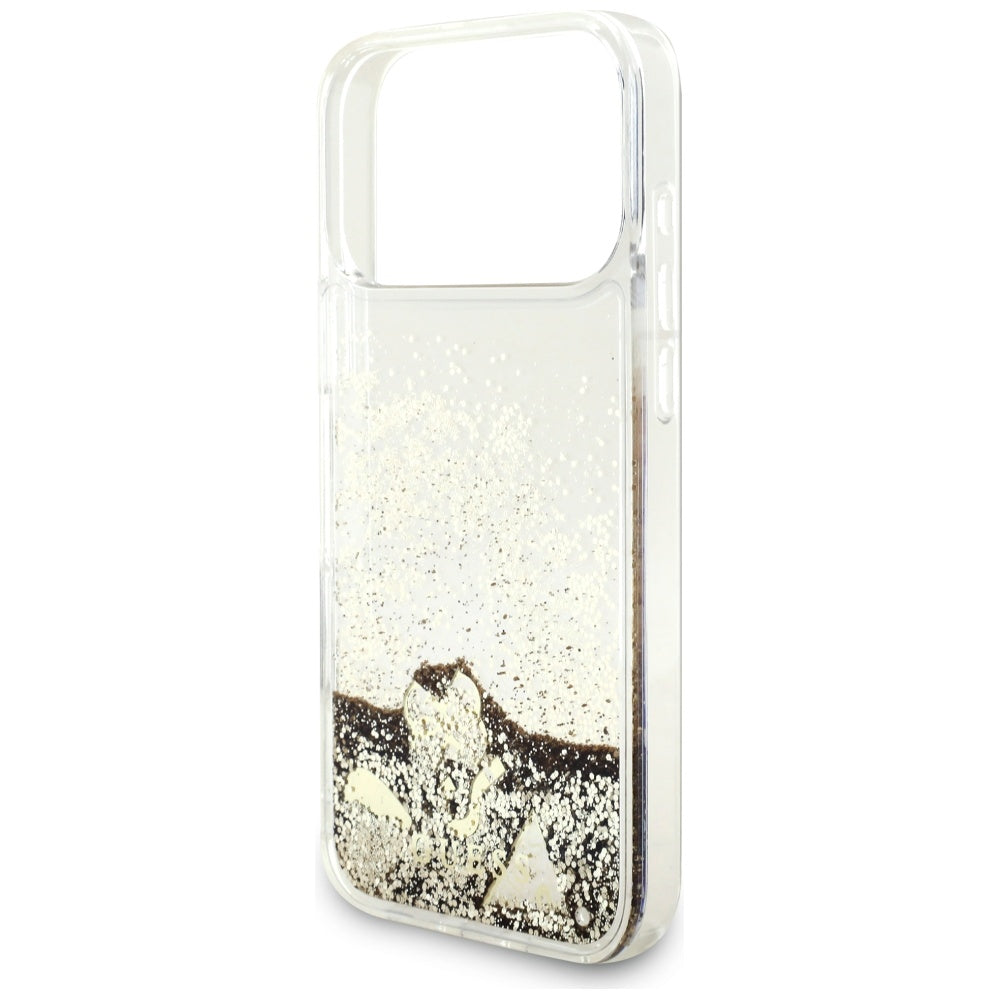 Pouzdro pro Apple iPhone 17 Pro Max, Guess, Liquid Glitter Charms, Zlaté
