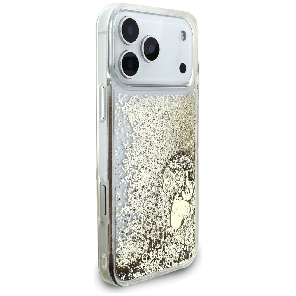 Pouzdro pro Apple iPhone 17 Pro Max, Guess, Liquid Glitter Charms, Zlaté