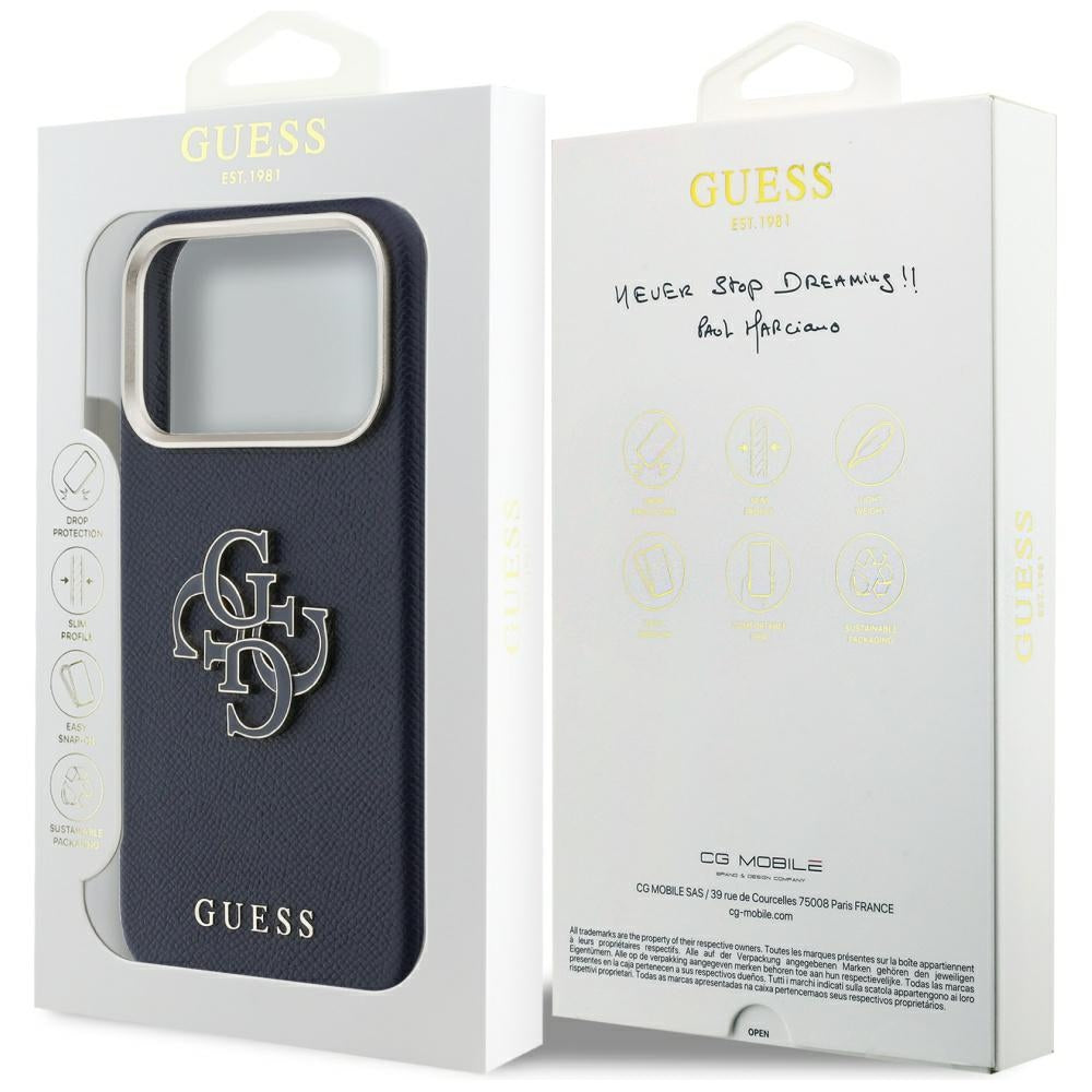 Pouzdro pro Apple iPhone 17 Pro Max, Guess, Resin Logo, Modrá