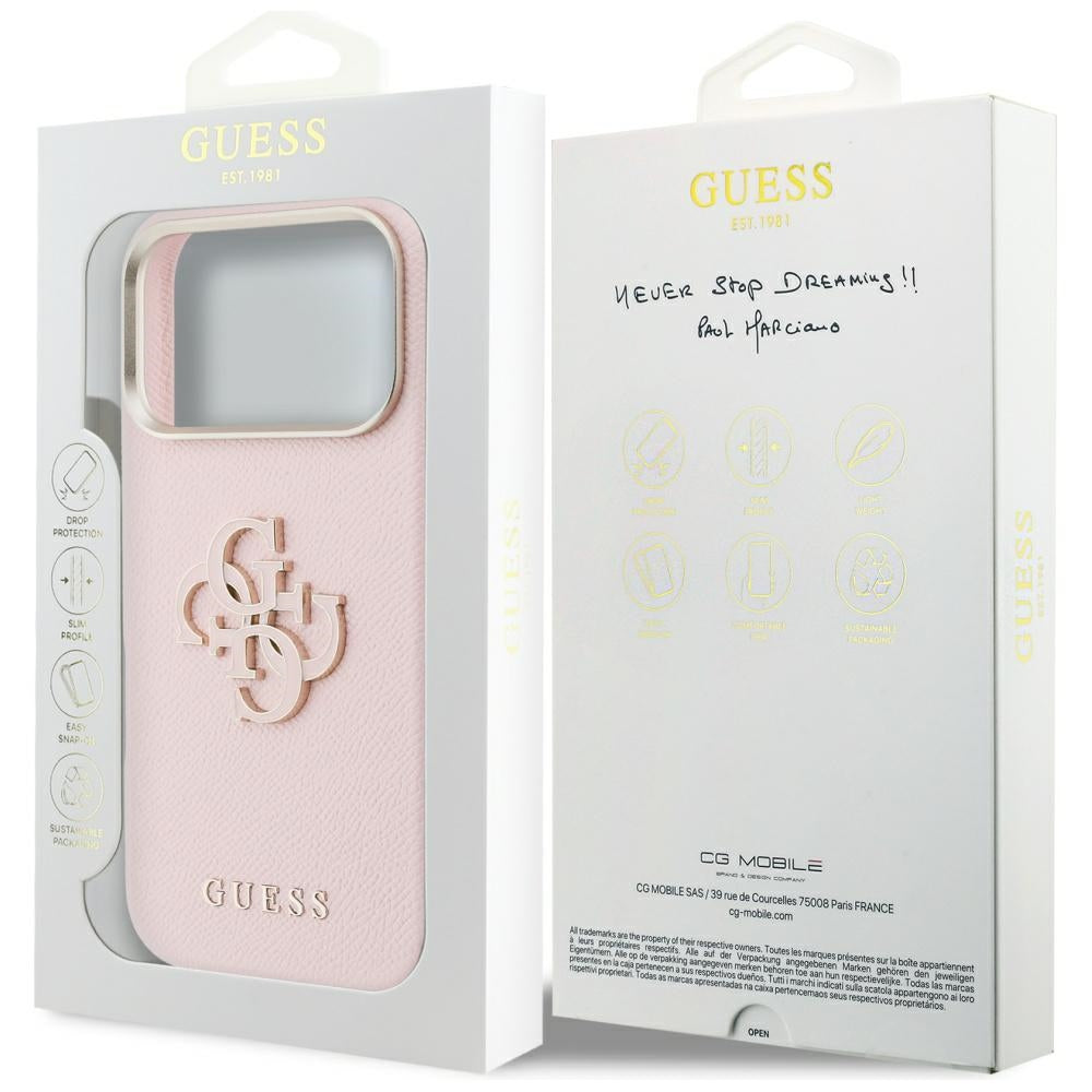 Pouzdro pro Apple iPhone 17 Pro, Guess, Resin Logo, Růžové