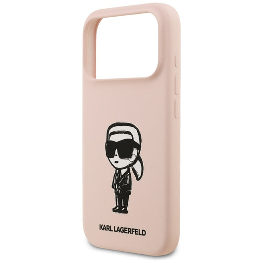 Pouzdro pro Apple iPhone 17 Pro Max, Karl Lagerfeld, Sketch and Logo Karl, Růžové