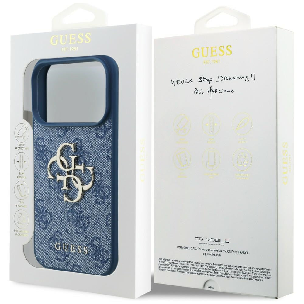 Pouzdro pro Apple iPhone 18 Pro / 17 Pro, Guess, 4G Big Logo, Modré