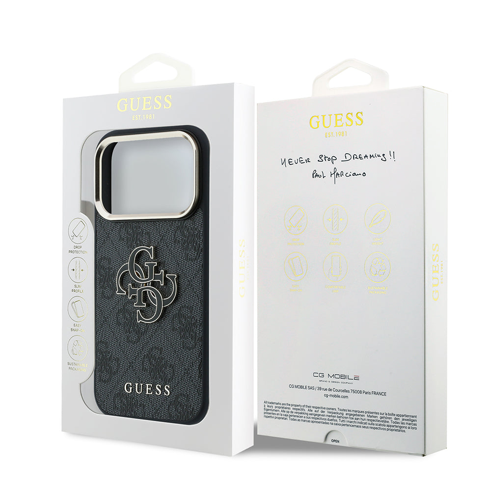 Pouzdro pro Apple iPhone 18 Pro / 17 Pro, Guess, 4G Big Resin Logo, Černé
