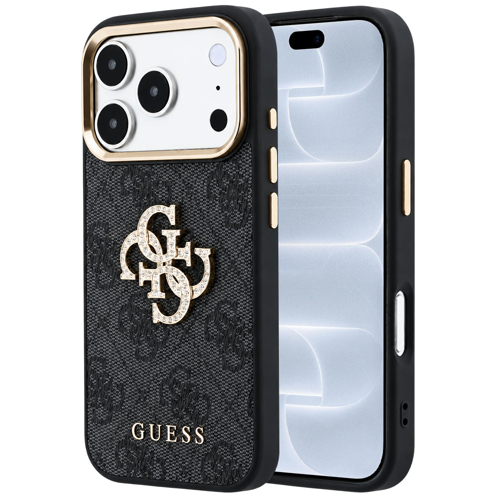Pouzdro pro Apple iPhone 18 Pro / 17 Pro, Guess, 4G Big Strass Logo, Černé