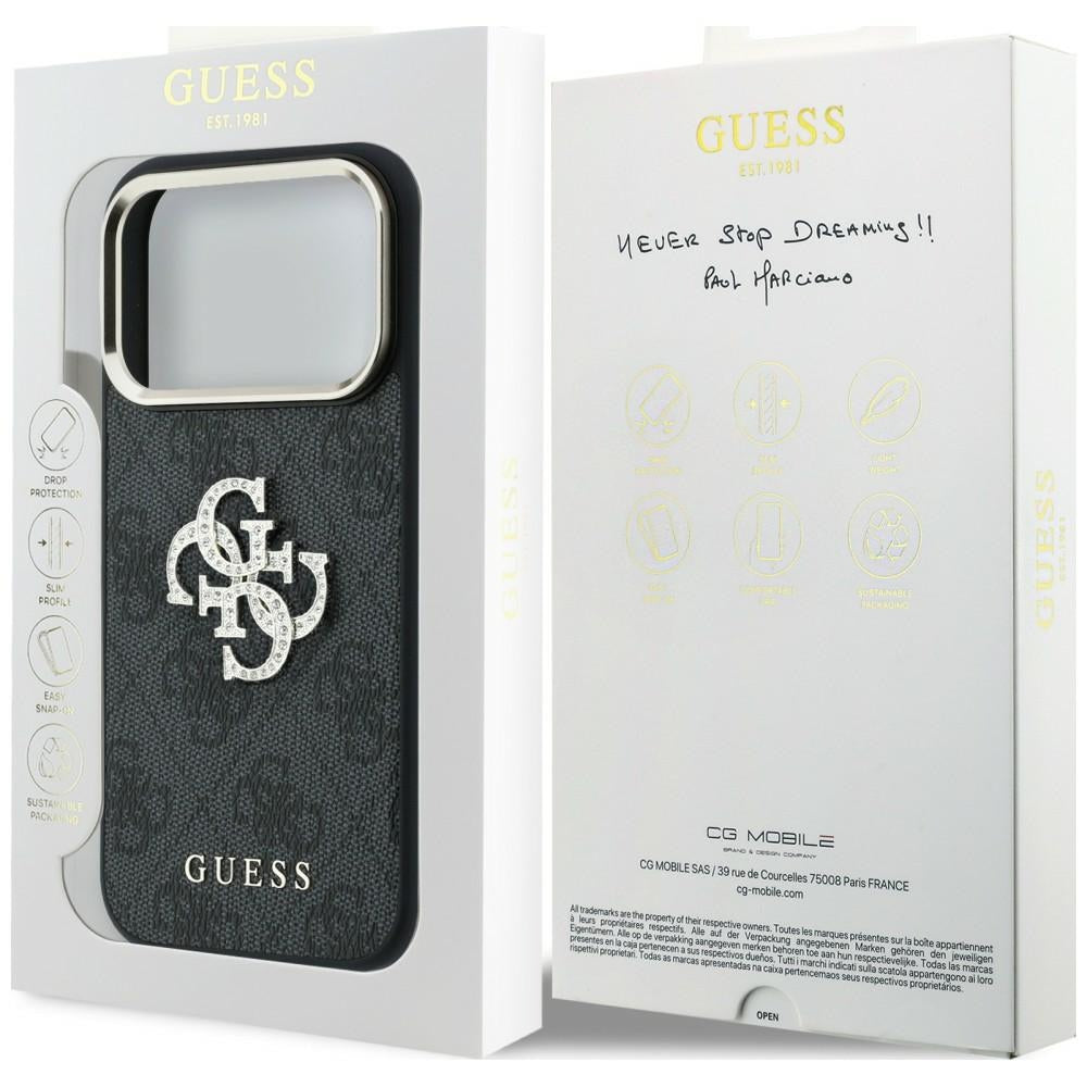 Pouzdro pro Apple iPhone 18 Pro / 17 Pro, Guess, 4G Big Strass Logo, Černé