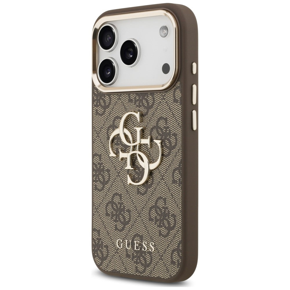 Pouzdro pro Apple iPhone 18 Pro / 17 Pro, Guess, 4G Classic Logo with Strap, zlatohnědé