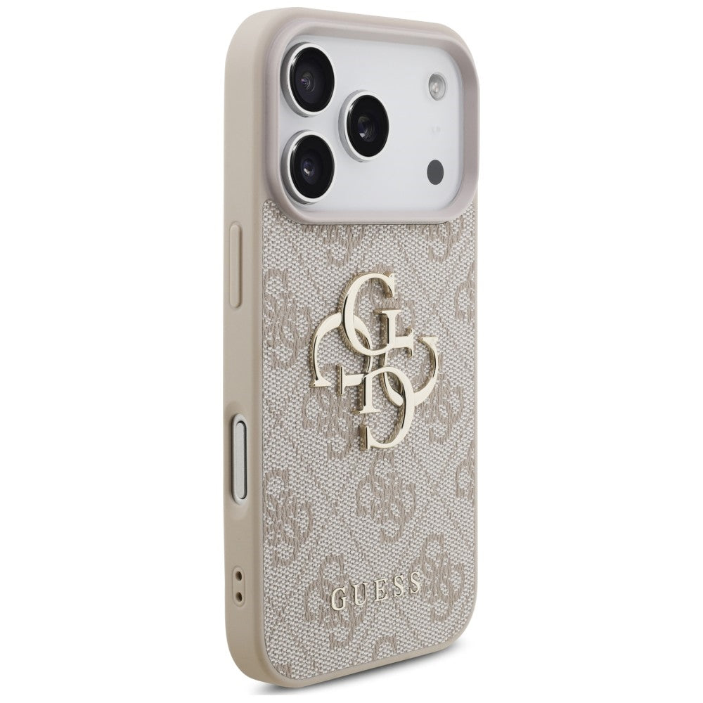 Pouzdro pro Apple iPhone 18 Pro / 17 Pro, Guess, 4G Classic Logo s páskem, růžové