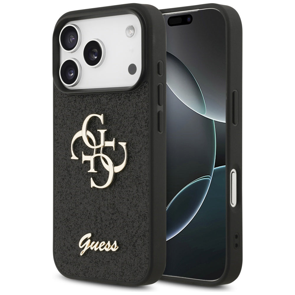 Pouzdro pro Apple iPhone 18 Pro / 17 Pro, Guess, Fixed Glitter Big 4G, Černé