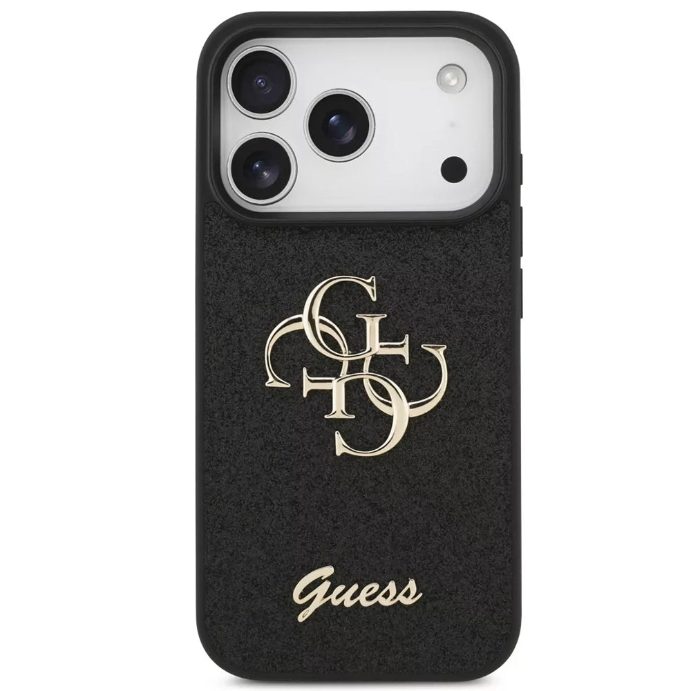 Pouzdro pro Apple iPhone 18 Pro / 17 Pro, Guess, Fixed Glitter Big 4G, Černé