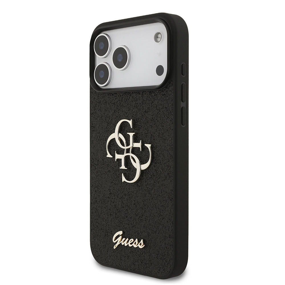 Pouzdro pro Apple iPhone 18 Pro / 17 Pro, Guess, Fixed Glitter Big 4G, Černé