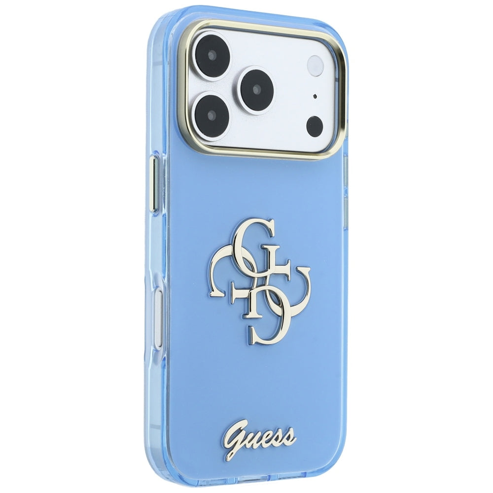 Pouzdro pro Apple iPhone 18 Pro / 17 Pro, Guess, IML 4G Metal Script, Bleu