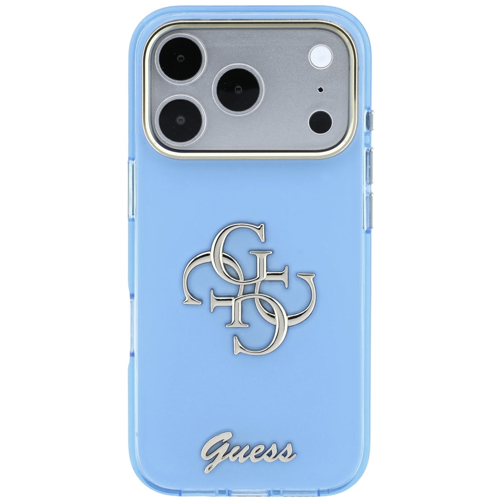 Pouzdro pro Apple iPhone 18 Pro / 17 Pro, Guess, IML 4G Metal Script, Bleu