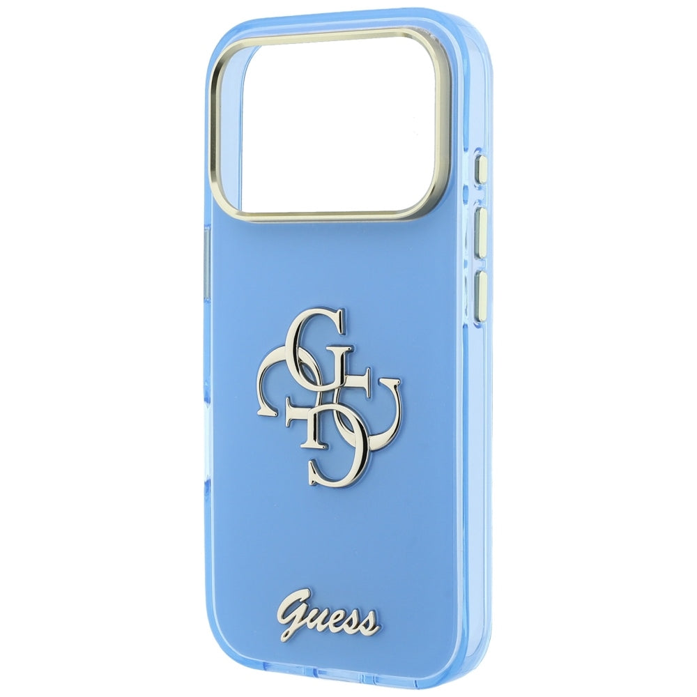 Pouzdro pro Apple iPhone 18 Pro / 17 Pro, Guess, IML 4G Metal Script, Bleu
