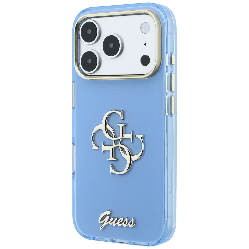Pouzdro pro Apple iPhone 18 Pro / 17 Pro, Guess, IML 4G Metal Script, Bleu