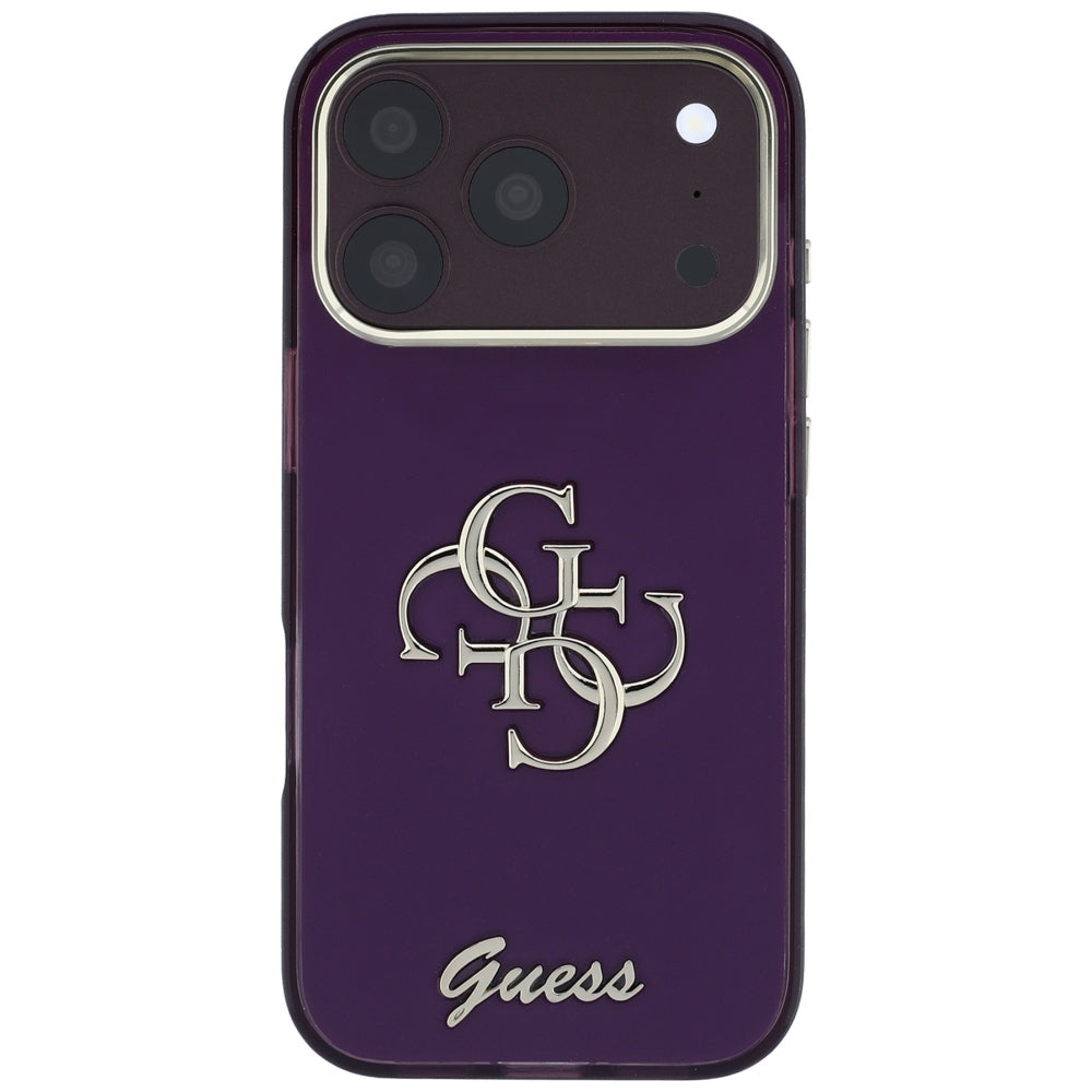 Pouzdro pro Apple iPhone 18 Pro / 17 Pro, Guess, IML 4G Metal Script, Vínová