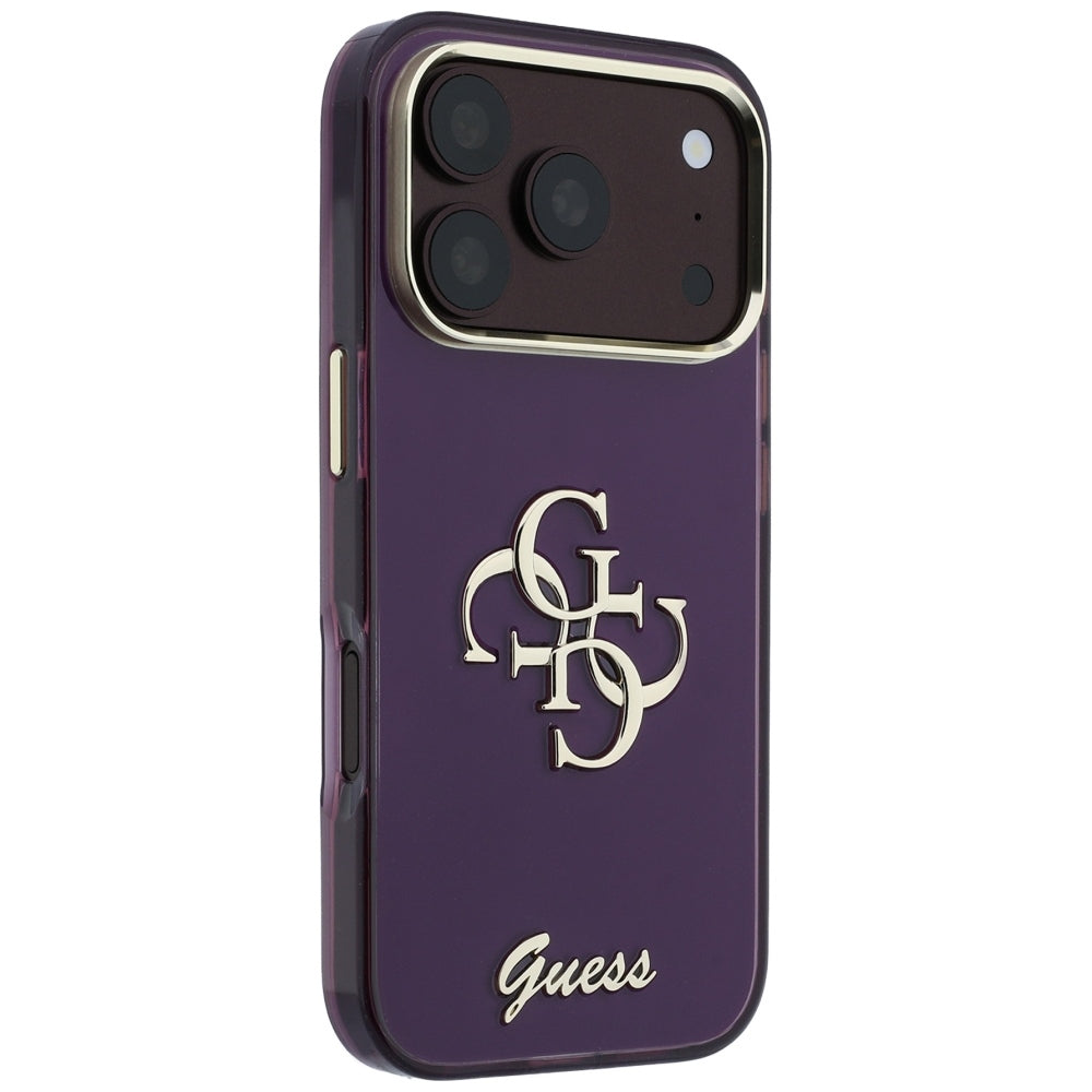 Pouzdro pro Apple iPhone 18 Pro / 17 Pro, Guess, IML 4G Metal Script, Vínová