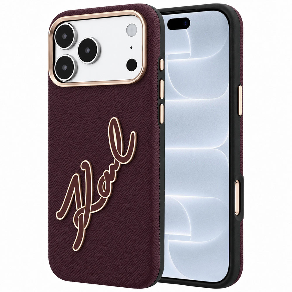 Pouzdro pro Apple iPhone 18 Pro / 17 Pro, Karl Lagerfeld, hladké velké pryskyřičné logo, vínové