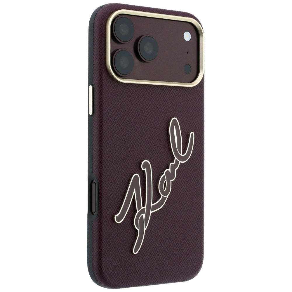 Pouzdro pro Apple iPhone 18 Pro / 17 Pro, Karl Lagerfeld, hladké velké pryskyřičné logo, vínové