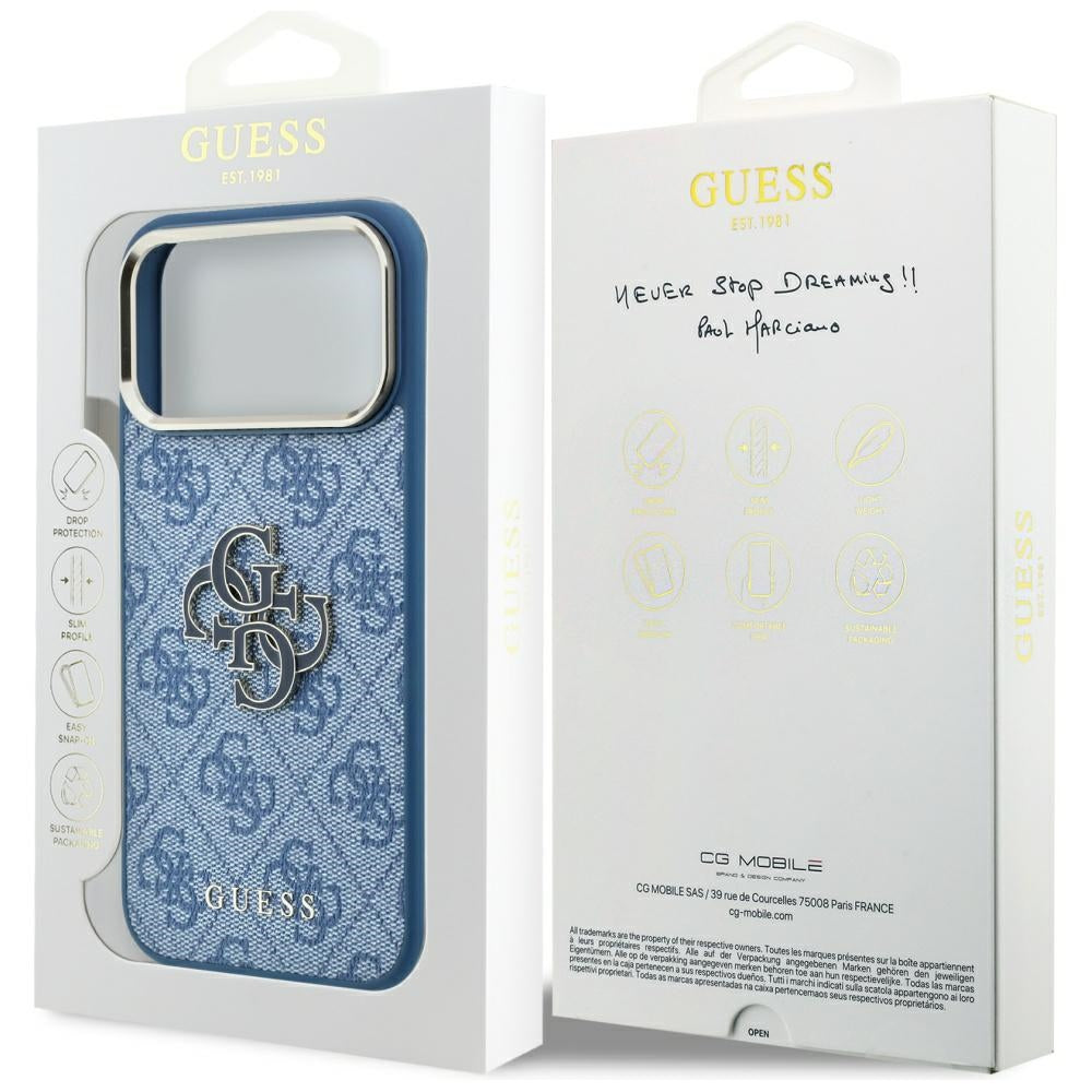 Pouzdro pro Apple iPhone 18 Pro Max / 17 Pro Max, Guess, 4G Big Resin Logo, Modrá