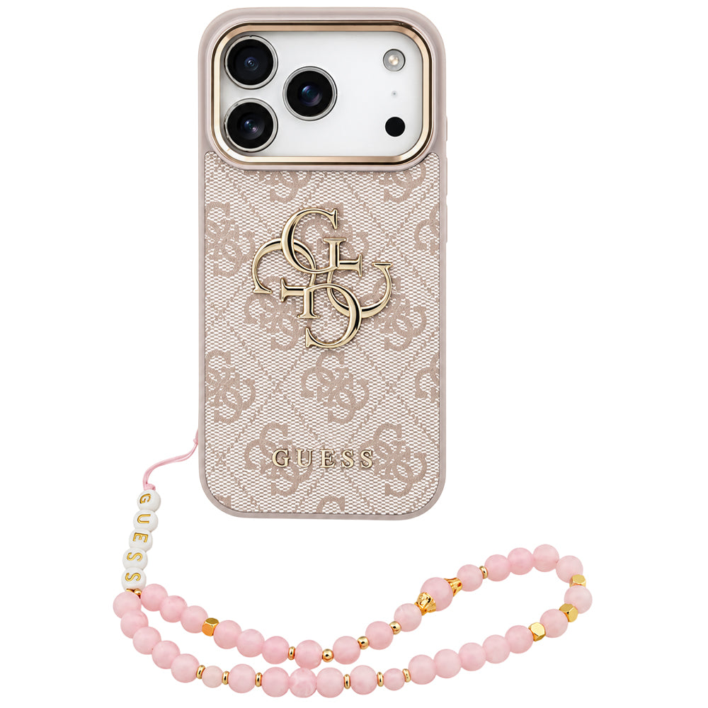 Pouzdro pro Apple iPhone 18 Pro Max / 17 Pro Max, Guess, 4G Classic Logo s páskem, Růžově zlaté