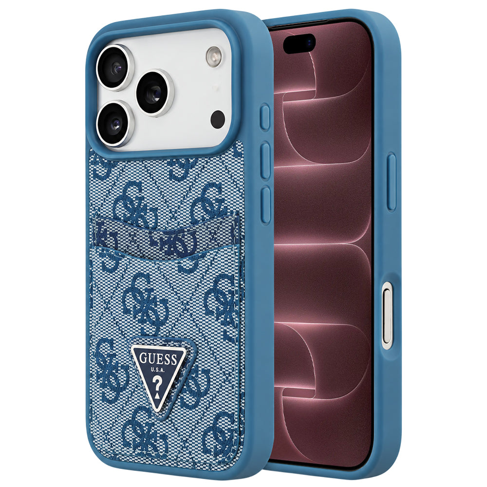 Pouzdro pro Apple iPhone 18 Pro Max / 17 Pro Max, Guess, 4G Double Card Triangle, modré