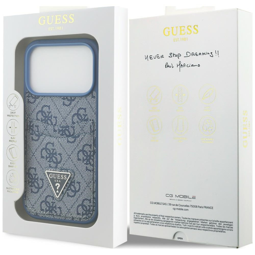Pouzdro pro Apple iPhone 18 Pro Max / 17 Pro Max, Guess, 4G Double Card Triangle, modré