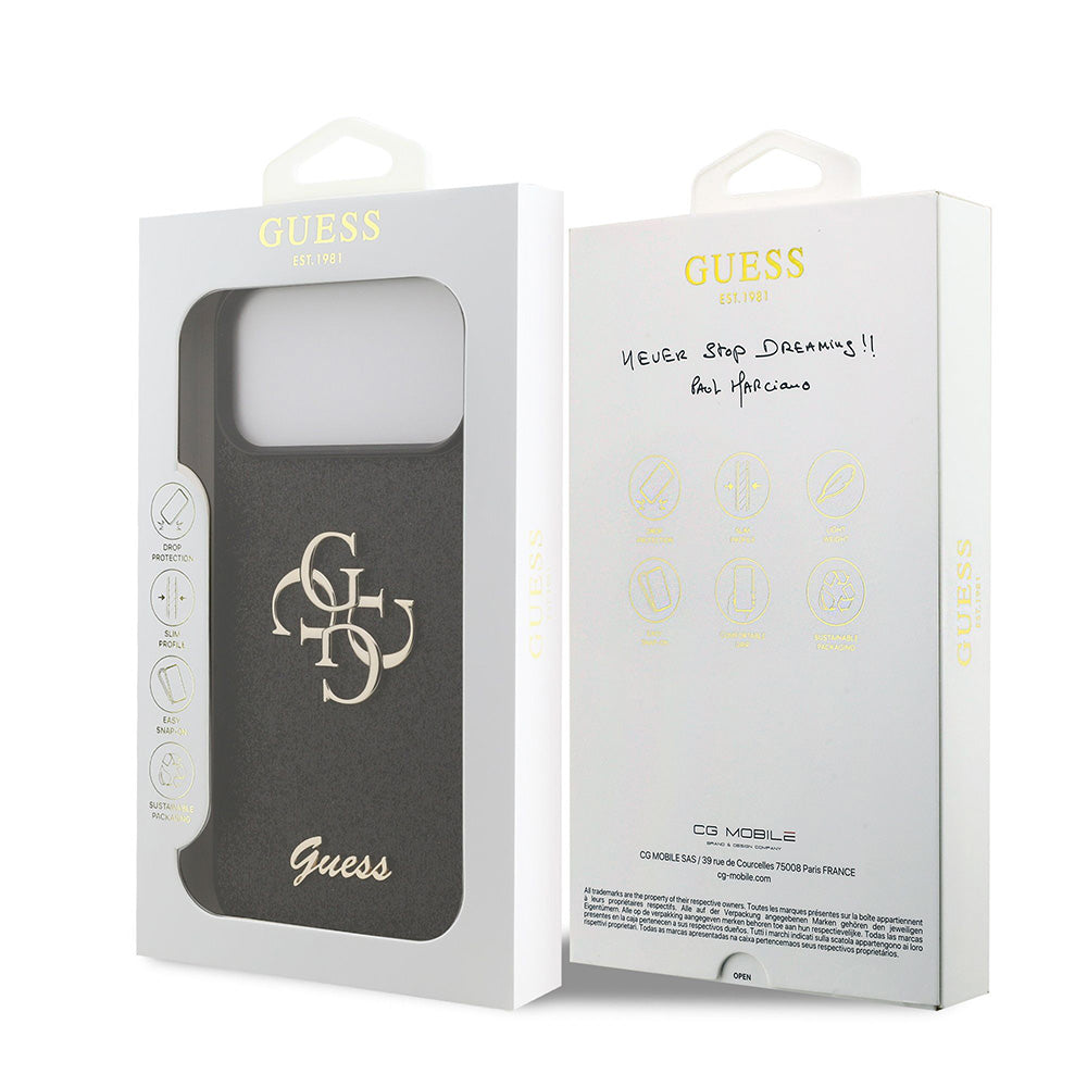 Case for Apple iPhone 18 Pro Max / 17 Pro Max, Guess, Fixed Glitter Big 4G, Black