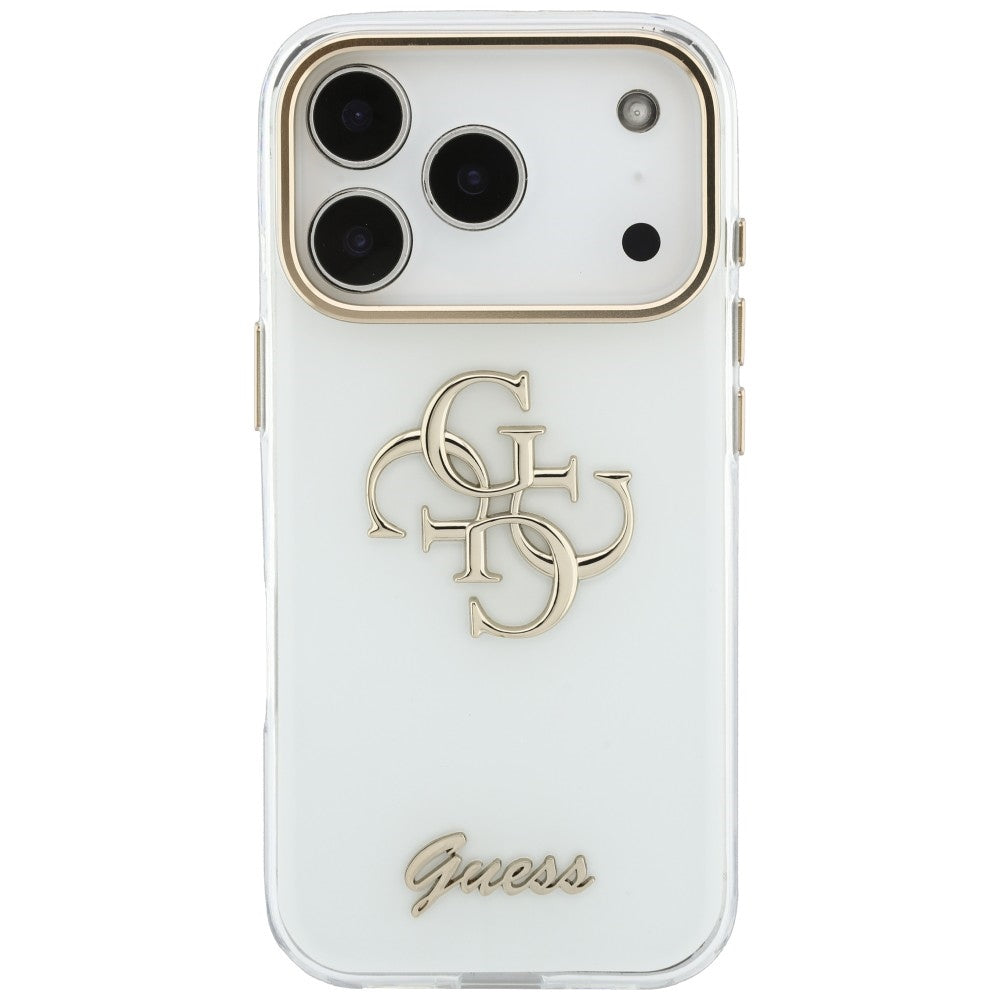 Pouzdro pro Apple iPhone 18 Pro Max / 17 Pro Max, Guess, IML 4G Metal Script, Bílé