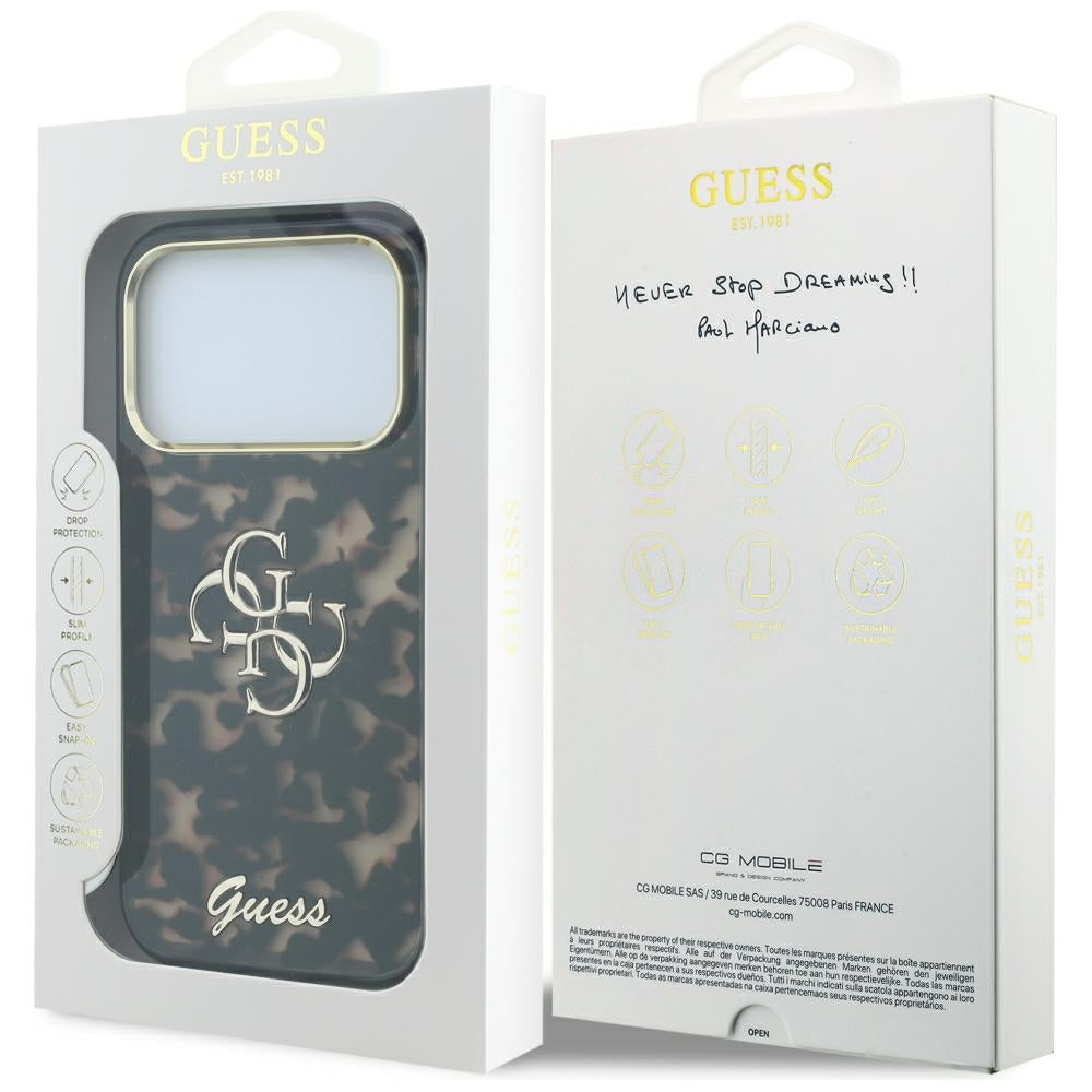 Pouzdro pro Apple iPhone 18 Pro Max / 17 Pro Max, Guess, IML 4G Metal Script, Hnědá