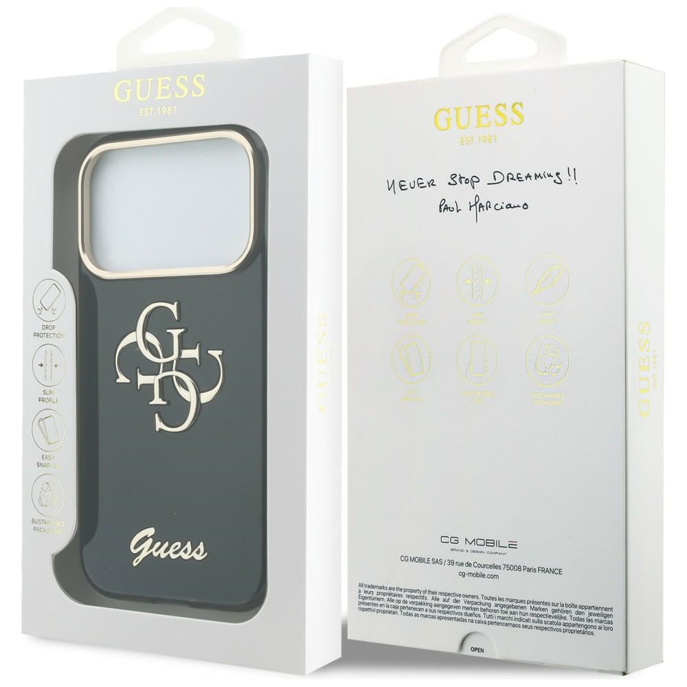 Pouzdro pro Apple iPhone 18 Pro Max / 17 Pro Max, Guess, IML 4G Metal Script, Černé