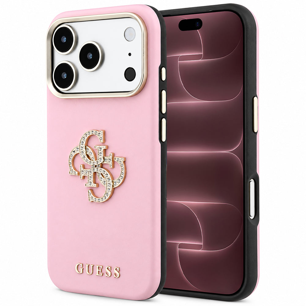 Pouzdro pro Apple iPhone 18 Pro Max / 17 Pro Max, Guess, Smooth Big Strass Logo, růžové