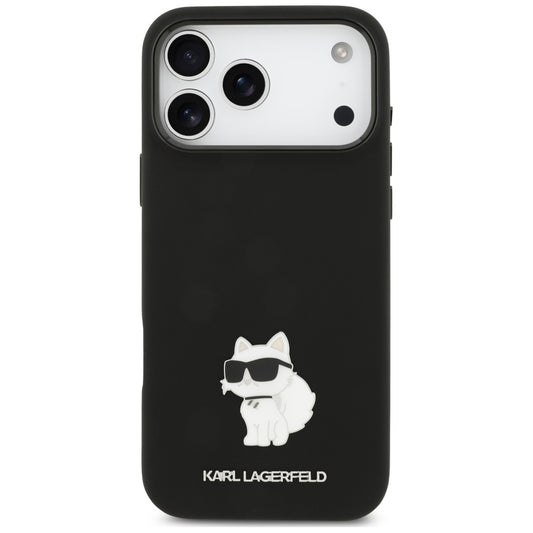Pouzdro pro Apple iPhone 18 Pro Max / 17 Pro Max, Karl Lagerfeld, Choupette Metal Pin, černé