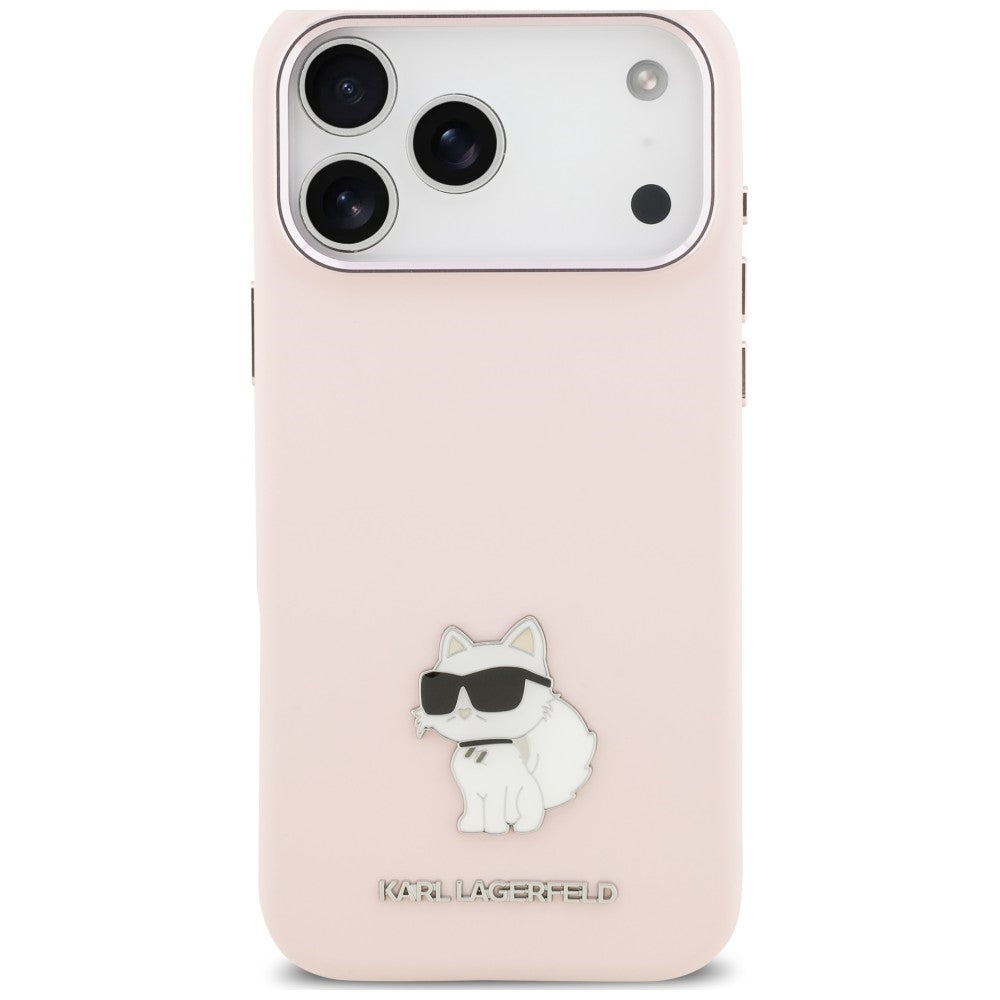 Pouzdro pro Apple iPhone 18 Pro Max / 17 Pro Max, Karl Lagerfeld, Choupette Metal Pin, růžové