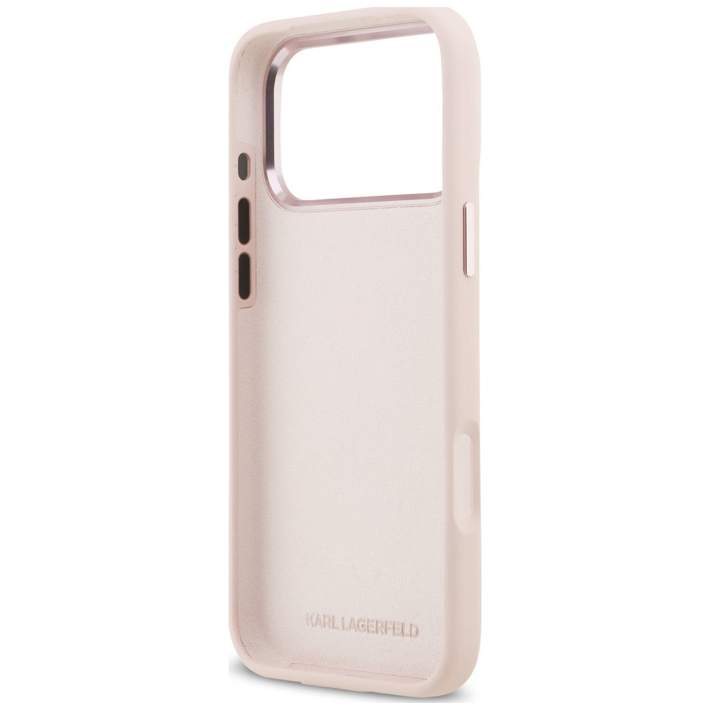 Pouzdro pro Apple iPhone 18 Pro Max / 17 Pro Max, Karl Lagerfeld, Choupette Metal Pin, růžové