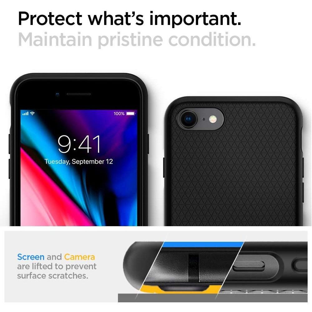 Pouzdro pro Apple iPhone SE (2022) / SE (2020) / 8 / 7, Spigen, Liquid Air, Černá 042CS20511