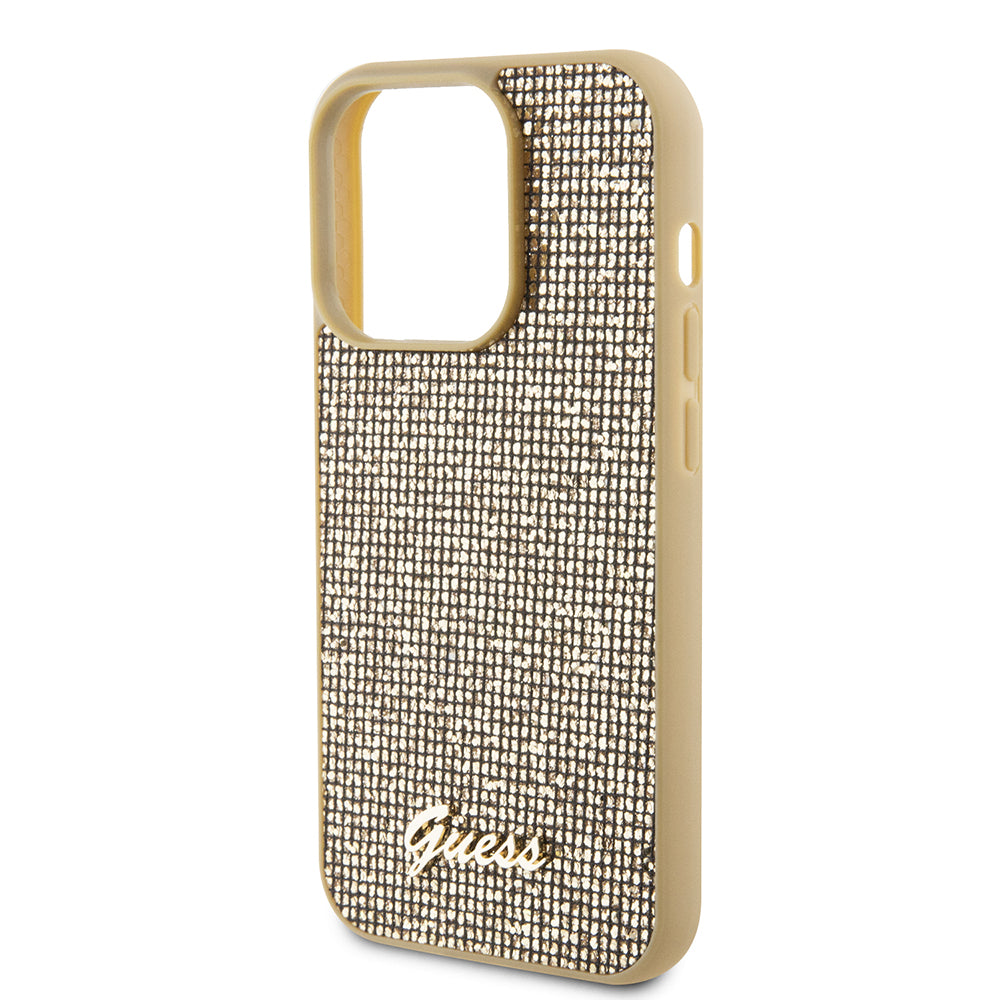 Pouzdro pro Apple iPhone 15 Pro, Guess, PU Square Mirror Script Logo, Zlaté GUHCP15LPMSDGSD