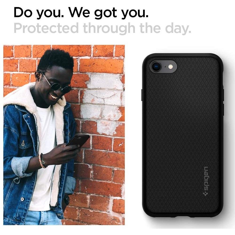 Pouzdro pro Apple iPhone SE (2022) / SE (2020) / 8 / 7, Spigen, Liquid Air, Černá 042CS20511