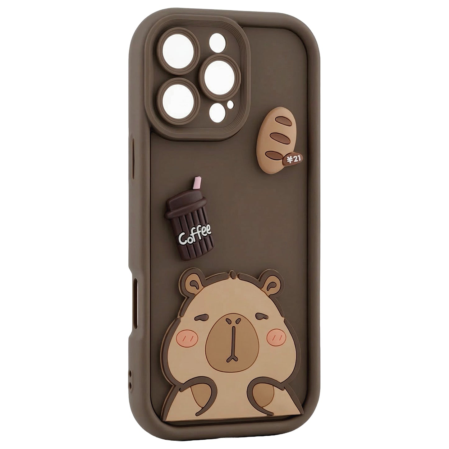 Pouzdro pro Apple iPhone 16 Pro, OEM, Ultra Trendy 3D Capybara, Hnědá