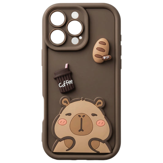 Case for Apple iPhone 16 Pro Max, OEM, Ultra Trendy 3D Capybara, Brown