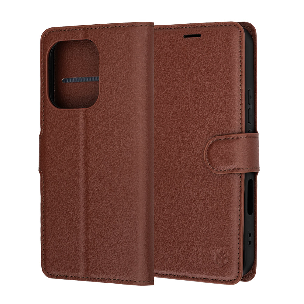 Pouzdro pro Honor 600 Lite, Techsuit, Leather Folio, hnědé