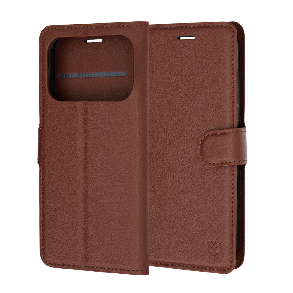 Pouzdro pro Honor 600 Pro / 600, Techsuit, kožené folio, hnědé